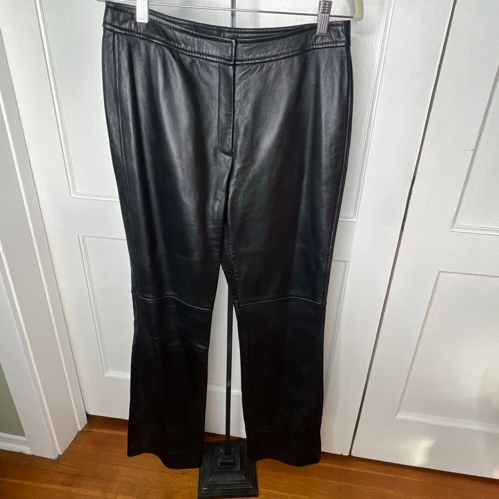 DKNY Leather Pants Straight Leg Black Size 10